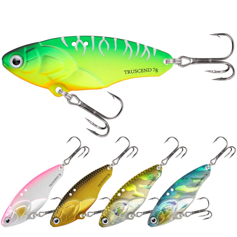 TRUSCEND Blade Bait for Bass Trout Walleye, Easy Catch Fishing Lures for All Levels & Species, Well-Made Long Cast VIB Blade Jig Spinner, VIBEspinner with BKK Sharp Hook, Freshwater Crappie Jigs 1/4oz - Image 1